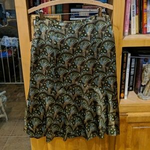 Loft Patterned Skirt Blue Green Brown